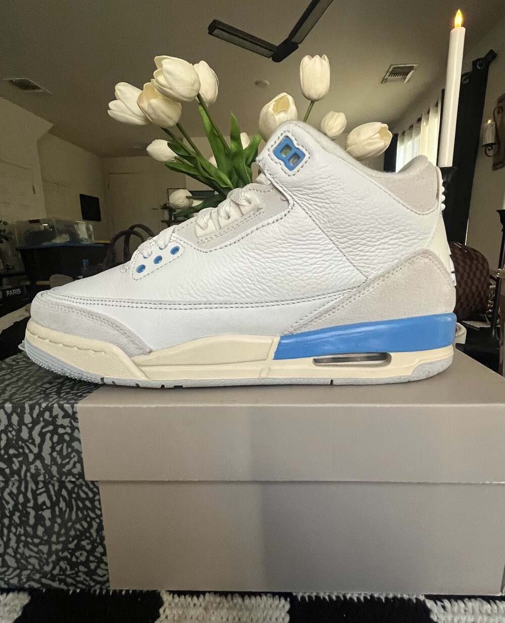 Air Jordan 3 Retro Lucky Shorts (Summit White/Hydrogen Blue) 6.5 youth/ 8 women